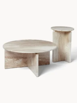 Mesa Auxiliar Redonda De Travertino Marisa