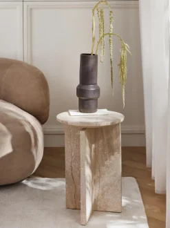 Mesa Auxiliar Redonda De Travertino Marisa