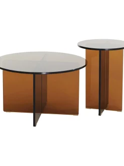 Mesa Auxiliar Redonda Iris, Tablero De Vidrio Tintato