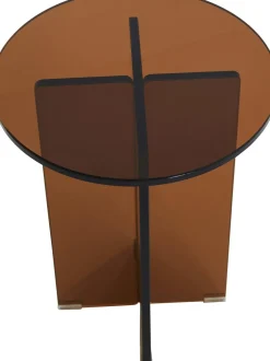 Mesa Auxiliar Redonda Iris, Tablero De Vidrio Tintato