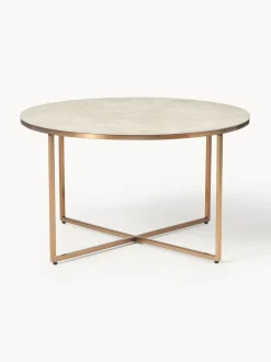 Mesa De Centro Antigua, Tablero De Vidrio En Aspecto Marmol