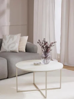 Mesa De Centro Antigua, Tablero De Vidrio En Aspecto Marmol