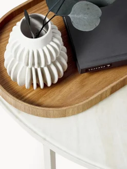 Mesa De Centro Antigua, Tablero De Vidrio En Aspecto Marmol