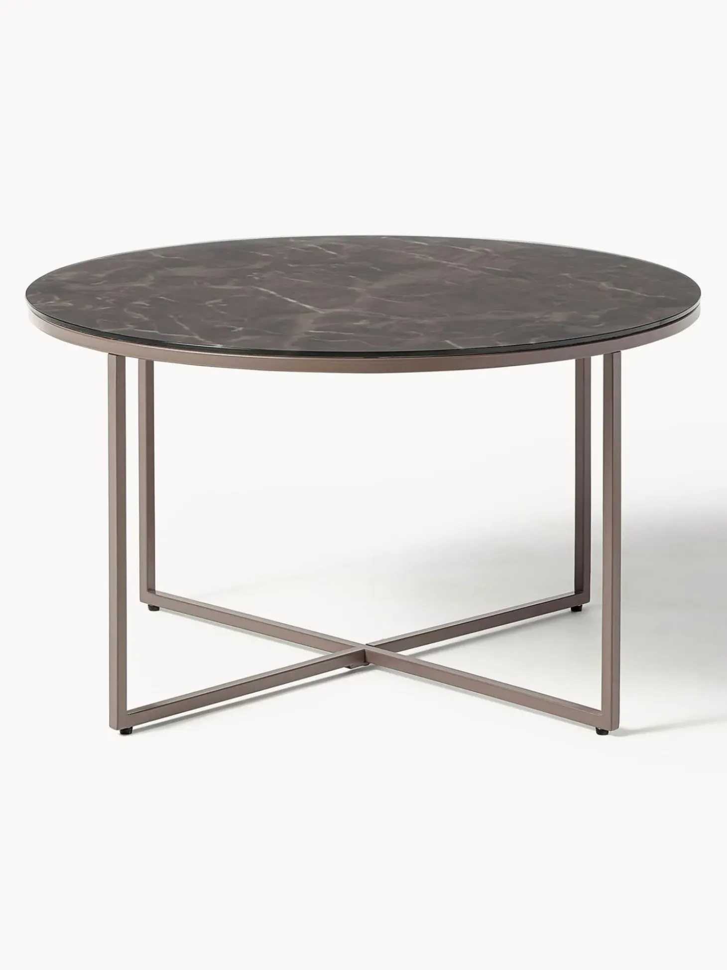 Mesa De Centro Antigua, Tablero De Vidrio En Aspecto Marmol