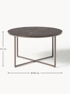 Mesa De Centro Antigua, Tablero De Vidrio En Aspecto Marmol