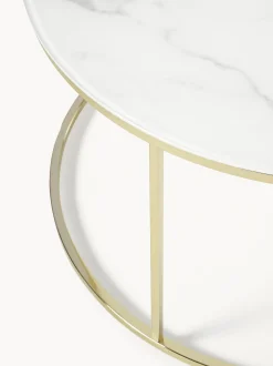 Mesa De Centro Antigua, Tablero De Vidrio En Aspecto Marmol