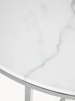 Mesa De Centro Antigua, Tablero De Vidrio En Aspecto Marmol