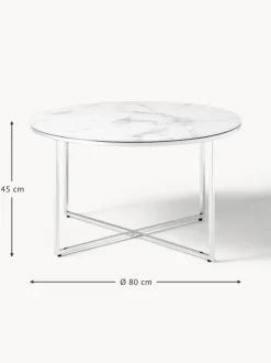 Mesa De Centro Antigua, Tablero De Vidrio En Aspecto Marmol