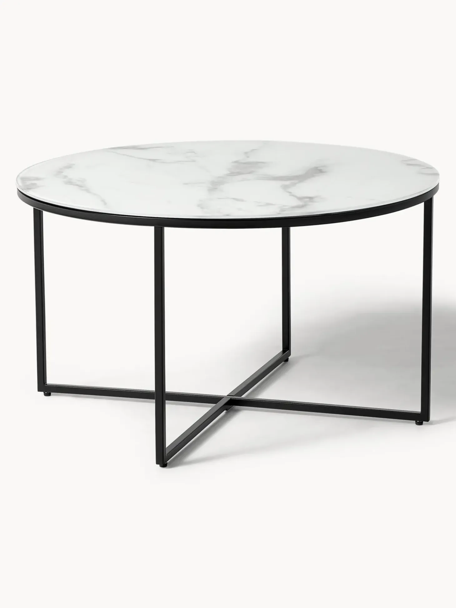 Mesa De Centro Antigua, Tablero De Vidrio En Aspecto Marmol