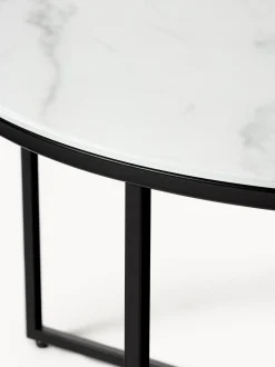 Mesa De Centro Antigua, Tablero De Vidrio En Aspecto Marmol