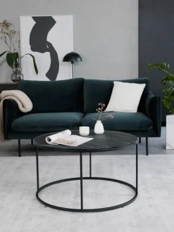 Mesa De Centro Antigua, Tablero De Vidrio En Aspecto Marmol