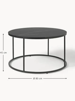 Mesa De Centro Antigua, Tablero De Vidrio En Aspecto Marmol