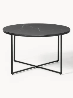 Mesa De Centro Antigua, Tablero De Vidrio En Aspecto Marmol