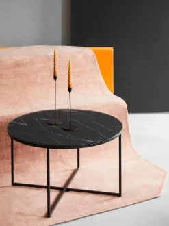 Mesa De Centro Antigua, Tablero De Vidrio En Aspecto Marmol