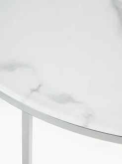 Mesa De Centro Antigua, Tablero De Vidrio En Aspecto Marmol