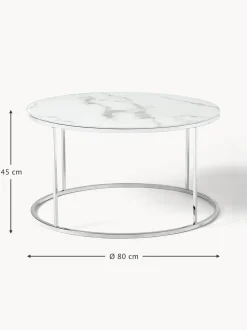 Mesa De Centro Antigua, Tablero De Vidrio En Aspecto Marmol