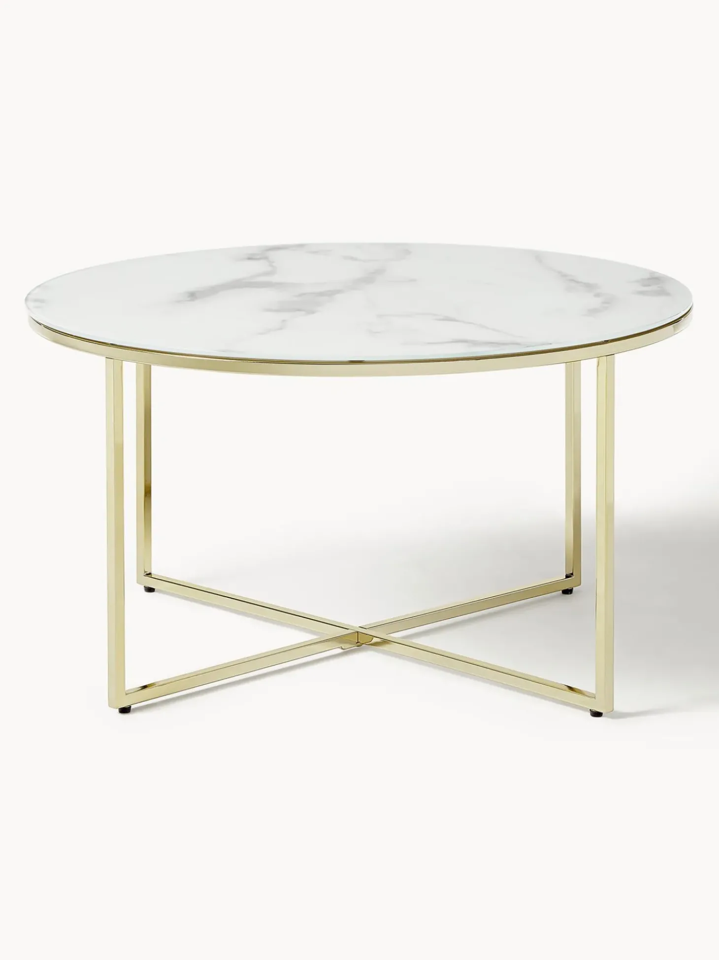 Mesa De Centro Antigua, Tablero De Vidrio En Aspecto Marmol