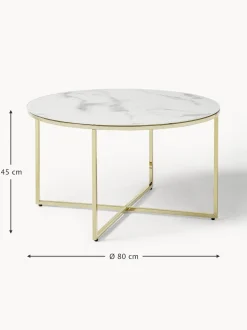 Mesa De Centro Antigua, Tablero De Vidrio En Aspecto Marmol