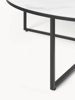 Mesa De Centro Grande Antigua, Tablero De Vidrio En Aspecto Marmol