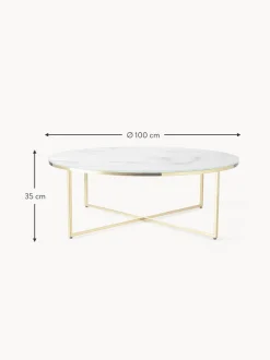 Mesa De Centro Grande Antigua, Tablero De Vidrio En Aspecto Marmol