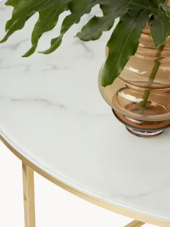 Mesa De Centro Grande Antigua, Tablero De Vidrio En Aspecto Marmol