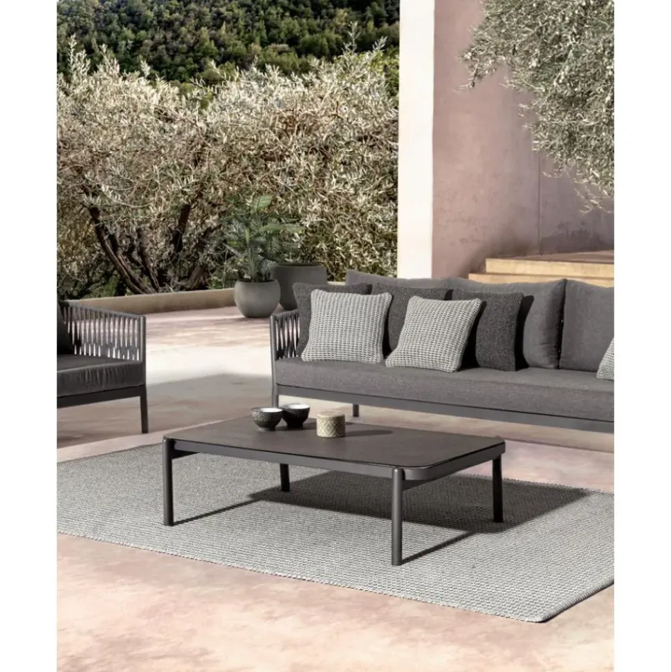 Mesa De Centro Para Exterior Florencia, Con Tablero De Cristal