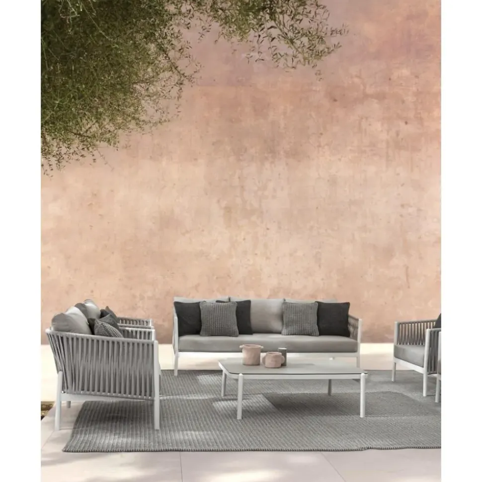 Mesa De Centro Para Exterior Florencia, Con Tablero De Cristal