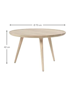 Mesa De Centro Redonda Artesanal De Madera De Roble Accent