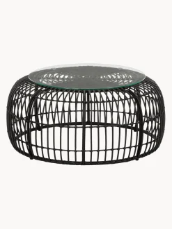 Mesa De Centro Redonda Costa, Con Tablero De Vidrio