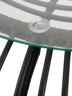 Mesa De Centro Redonda Costa, Con Tablero De Vidrio