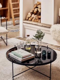 Mesa De Centro Redonda Cupid, Tablero De Vidrio Extraible