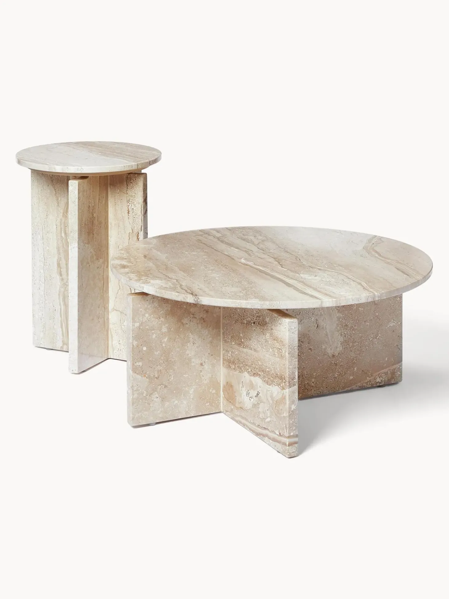 Mesa De Centro Redonda De Travertino Marisa