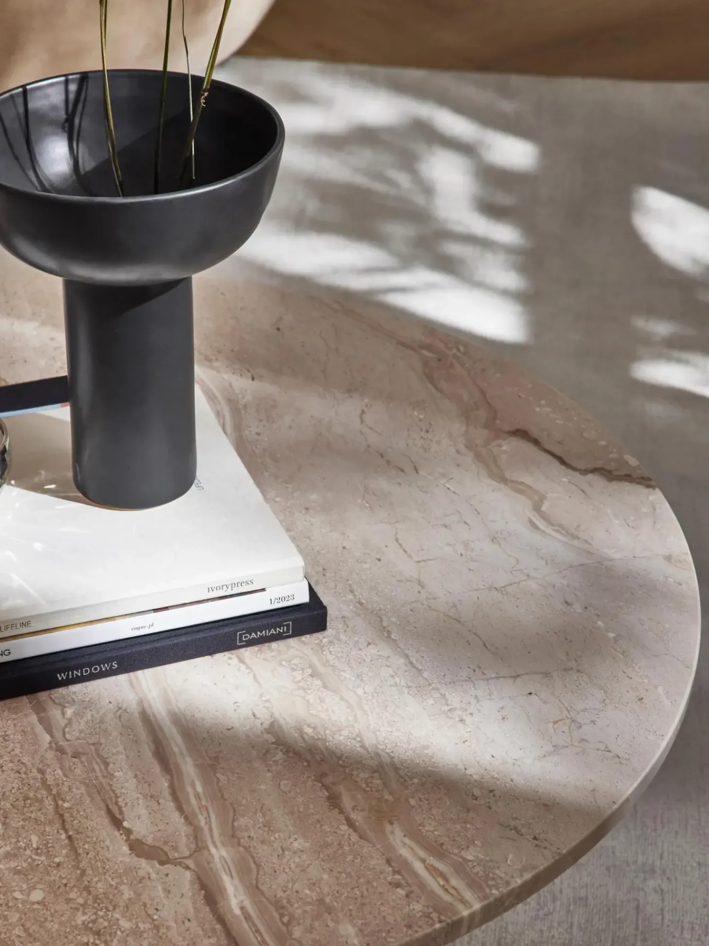 Mesa De Centro Redonda De Travertino Marisa