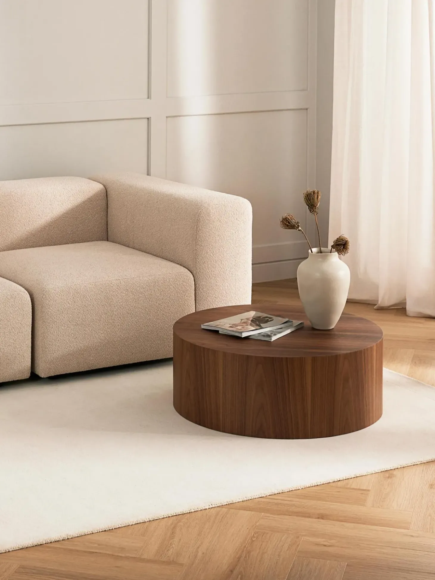 Mesa De Centro Redonda De Madera Dan