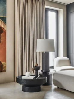 Mesa De Centro Redonda De Madera De Mango Benno