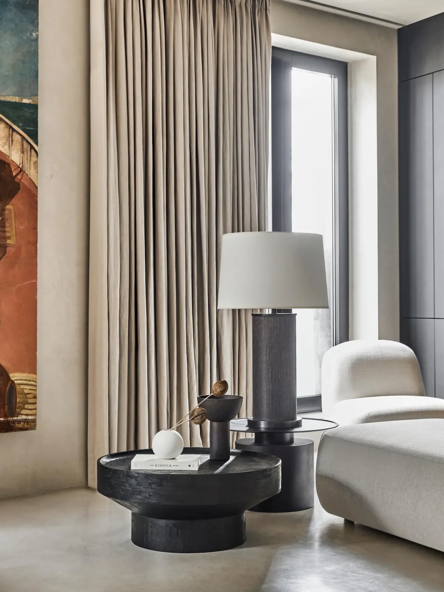 Mesa De Centro Redonda De Madera De Mango Benno