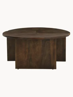 Mesa De Centro Redonda De Madera De Mango Match, 2 Pzas.