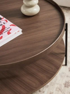 Mesa De Centro Redonda Grande De Madera Renee