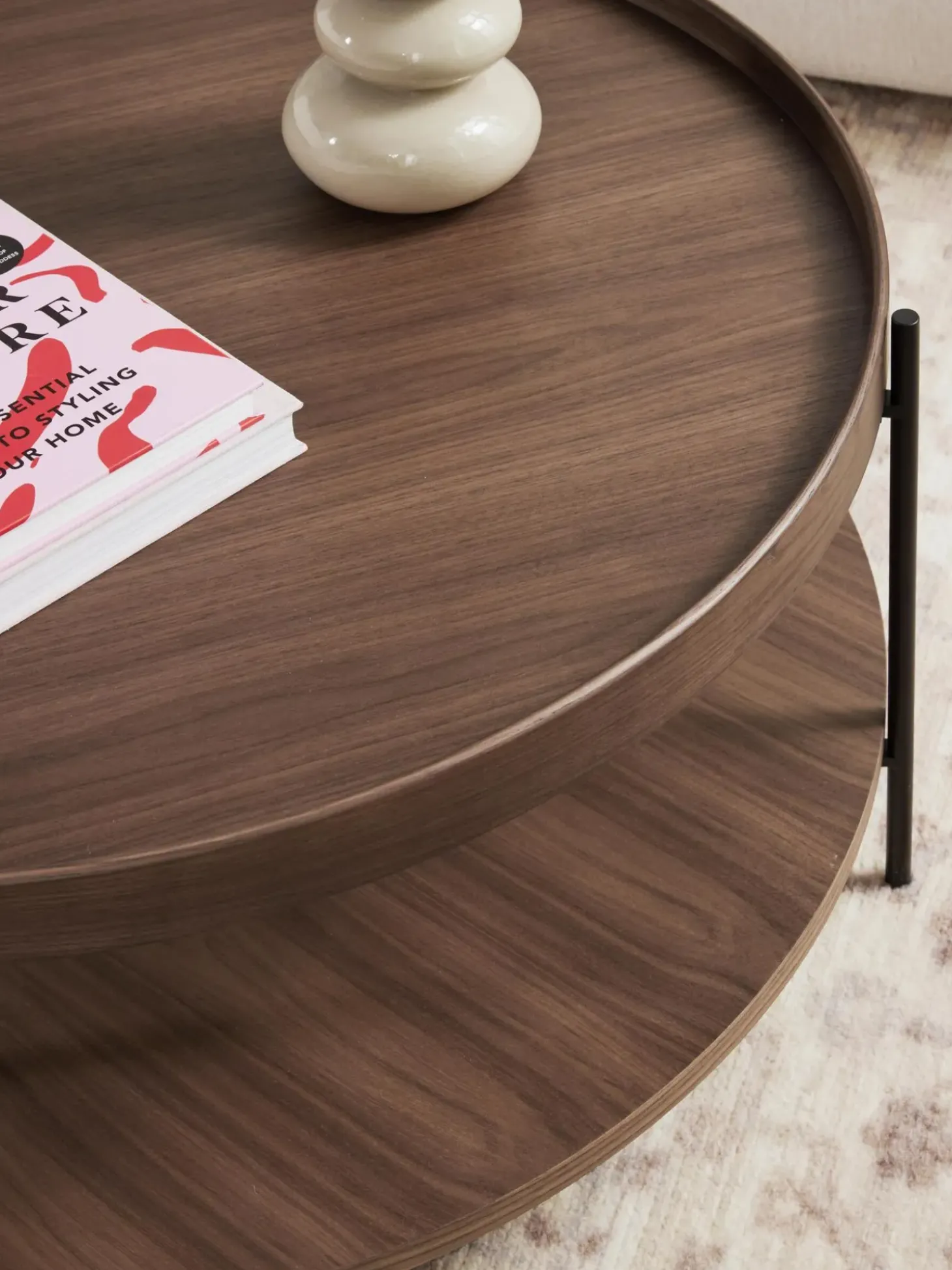 Mesa De Centro Redonda Grande De Madera Renee