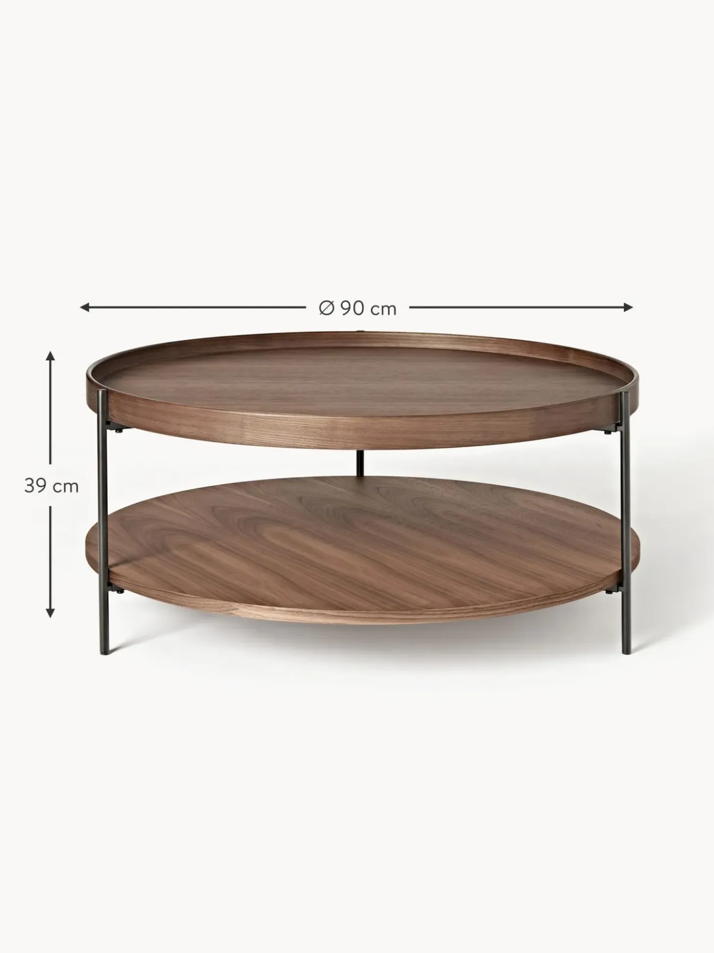 Mesa De Centro Redonda Grande De Madera Renee