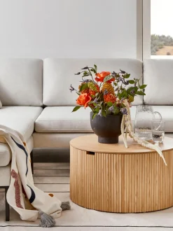 Mesa De Centro Redonda Nele, Con Espacio De Almacenamiento