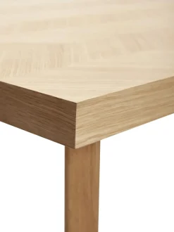 Mesa De Comedor De Madera De Roble Diseno Espiga Herringbone, 160 X 80 Cm