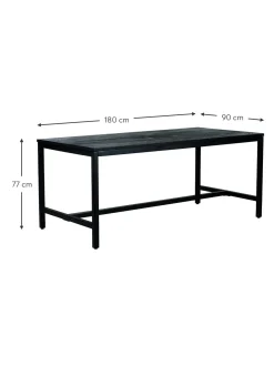 Mesa De Comedor De Madera De Mango Raw, 180 X 90 Cm