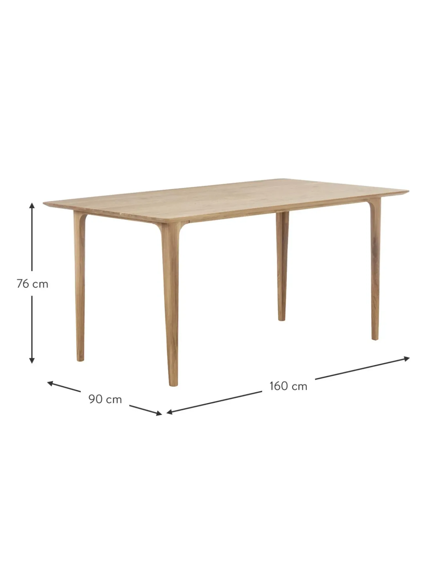 Mesa De Comedor De Madera De Roble Maciza Archie, Tamanos Diferentes