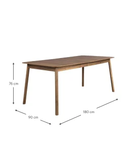Mesa De Comedor Extensible De Madera De Nogal Glimps, 180- 240 X 90 Cm