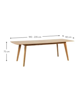Mesa De Comedor Extensible En Roble Cirrus, 190-235 X 90 Cm