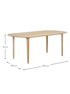 Mesa De Comedor Ovalada De Madera De Roble Maciza Archie, 200 X 100 Cm