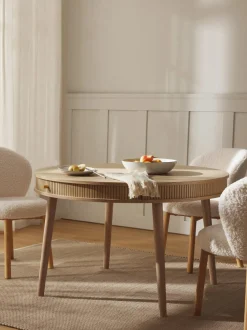 Mesa De Comedor Redonda Calary, Con Espacio De Almacenamiento