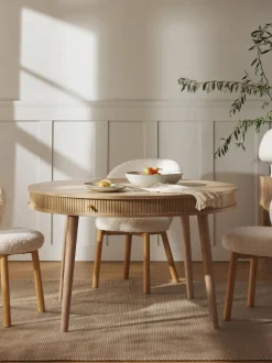 Mesa De Comedor Redonda Calary, Con Espacio De Almacenamiento