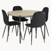 Mesa De Comedor Redonda Con Sillas De Terciopelo Gilda, O 110 Cm